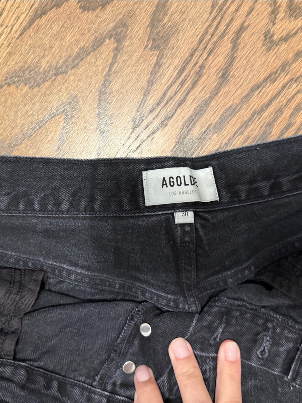 Agolde Parker Vintage cut off shorts— Light Blue & Black - Picture 2 of 9